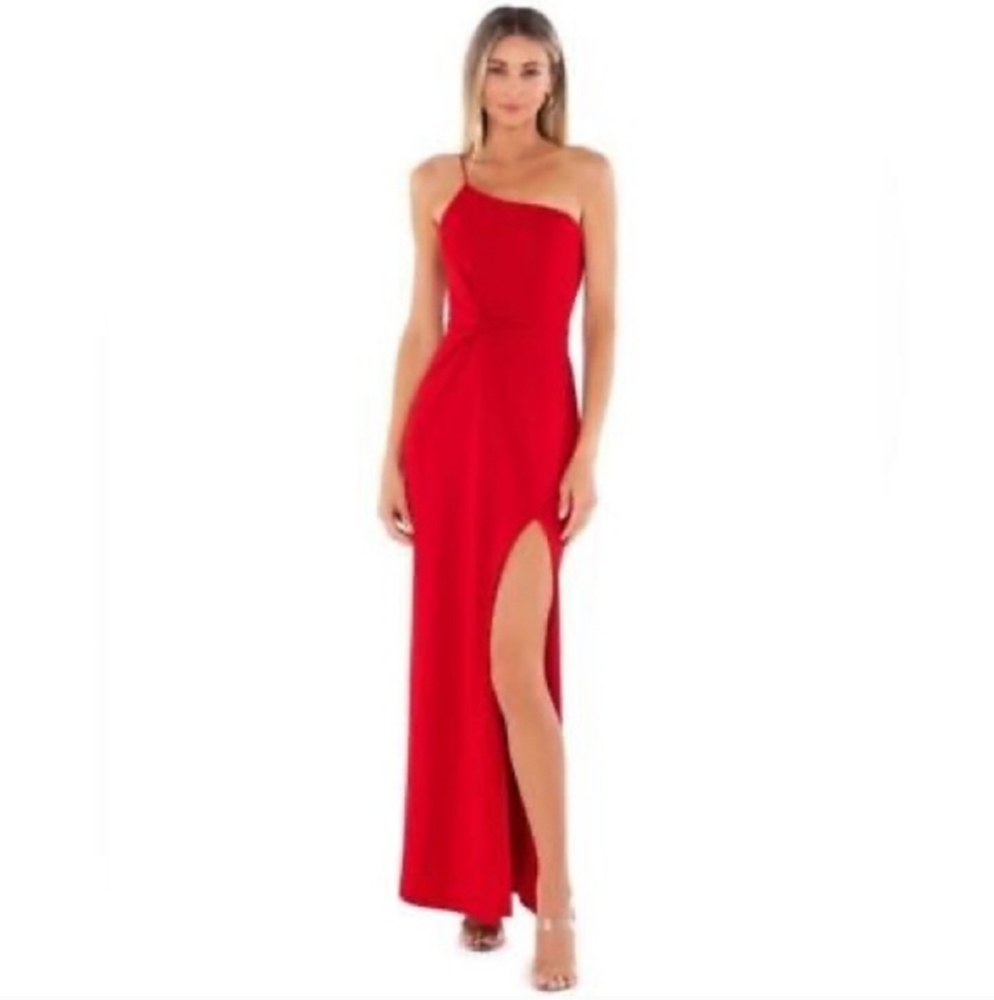 Amanda Uprichard Elegant Red One-Shoulder Gown